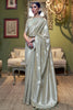 Rhino Grey Linen Saree With Weaving Work