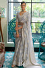 Metal Grey Chicankari Saree With Lucknowi Weaving