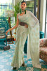 Baby Green Chicankari Saree With Lucknowi Weaving