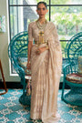White Cream Chicankari Saree With Lucknowi Weaving