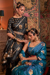 Cobalt Blue Pure  Satin Copper Zari Satin Handloom Weaving