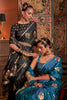 Cobalt Blue Pure  Satin Copper Zari Satin Handloom Weaving