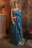 Cobalt Blue Pure  Satin Copper Zari Satin Handloom Weaving