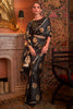 Black Pure  Satin Copper Zari Satin Handloom Weaving