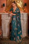 Green Pure Satin Silk Saree With Handloom Weaving