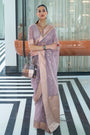 Light Purple Silk Saree With Zari Weaving Work