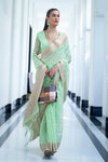 Sea Green Silk Saree With Zari Weaving Work