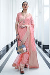 Pink Silk Saree With Zari Weaving Work