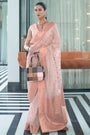 Salmon Peach Silk Saree With Zari Weaving Work