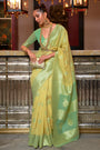 Yellow & Green Fancy Linen Weaving Saree