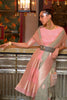 Peach  Fancy  Linen Weaving Saree