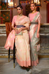 Peach  Fancy  Linen Weaving Saree