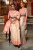 Peach  Fancy  Linen Weaving Saree