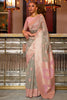 Peach  Fancy  Linen Weaving Saree