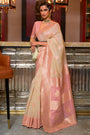 Baby Pink Fancy Linen Weaving Saree