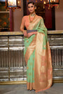 Turquoise   Fancy  Linen Weaving Saree