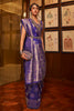 Navy Blue Kanjivaram Silk Saree With Handloom Weaving