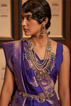 Navy Blue Kanjivaram Silk Saree With Handloom Weaving