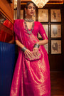 Crimson Red Kanjivaram Silk Saree With Handloom Weaving