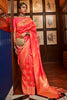 Peach Kanjivaram Silk Saree With Handloom Weaving