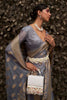Grey Nylon chiffon Saree With Zari Weaving
