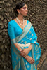 Sky Blue Nylon Chiffon Silk Saree With Zari Weaving