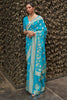 Sky Blue Nylon Chiffon Silk Saree With Zari Weaving