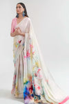 Floral Multi Coloured Satin Crepe Saree