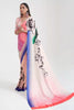 Floral Peach Multi Coloured Satin Crepe Saree