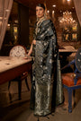 Black  Pure Satin Handloom Weaving