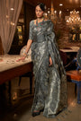 Grey  Pure Satin Handloom Weaving
