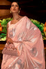 Peach Silk Saree With Handloom Weaving work