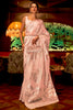 Peach Silk Saree With Handloom Weaving work