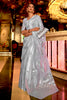 Gray Silk Saree With Handloom Weaving work