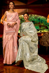 Pista Green Silk Saree With Handloom Weaving work