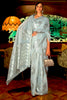 Light Sea Green Silk Saree With Handloom Weaving work