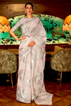 Cream Silk Saree With Handloom Weaving work