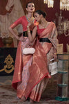 Baby Pink Kashmiri Silk Saree With Handloom Weaving Work