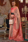 Baby Pink Kashmiri Silk Saree With Handloom Weaving Work