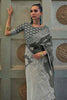 Gray Lucknowi chickankari Saree With Lucknowi Weaving