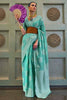 Sea Green Lucknowi Chikankari Saree With Lucknowi Weaving