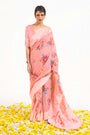 Pink Modal Chikankari With Digital Print Saree