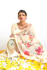 Off White Modal Chikankari With Digital Print Saree