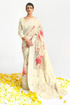 Off White Modal Chikankari With Digital Print Saree