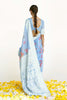 Light Blue Modal Chikankari With Digital Print Saree