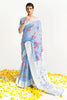 Light Blue Modal Chikankari With Digital Print Saree