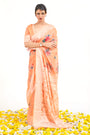Light Orange Linen Chikankari & Digital Print Saree
