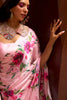 Light Pink Pure Satin Digital Printed Creep Saree
