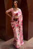 Light Pink Pure Satin Digital Printed Creep Saree
