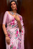 Baby Pink Pure Satin Digital Printed Creep Saree